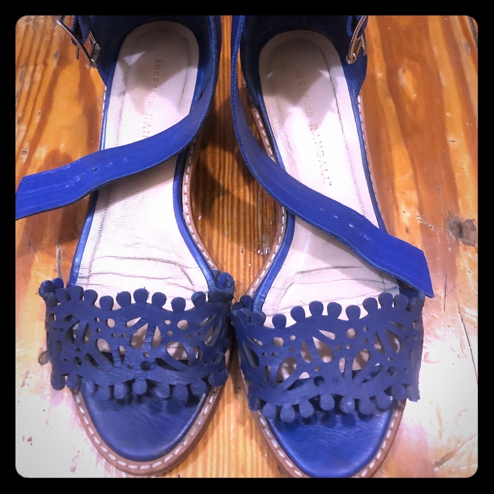 Loeffler Randall cobalt blue ankle strap sandals